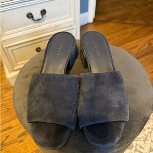 Vince Women's Dark Blue Suede Mules